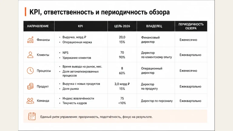 Пример слайда «Презентация стратегии»: Контроль